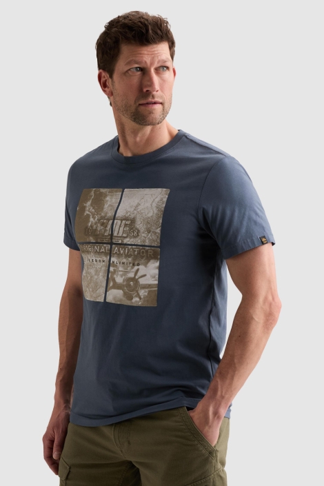 PME legend blauwe heren t-shirt | Model zijaanzicht