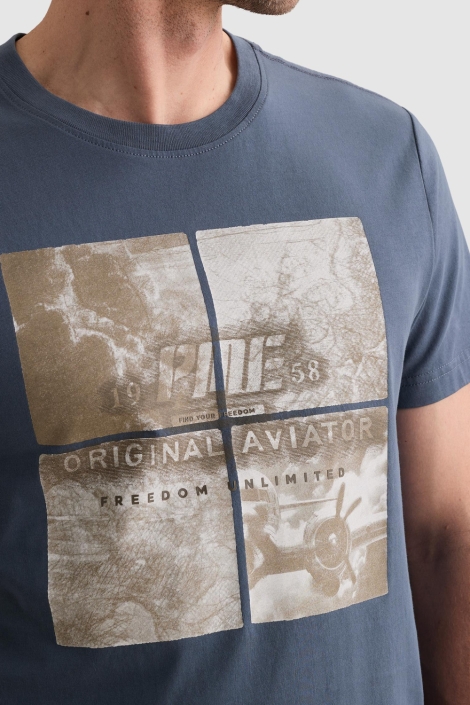 PME legend blauwe heren t-shirt | Close up