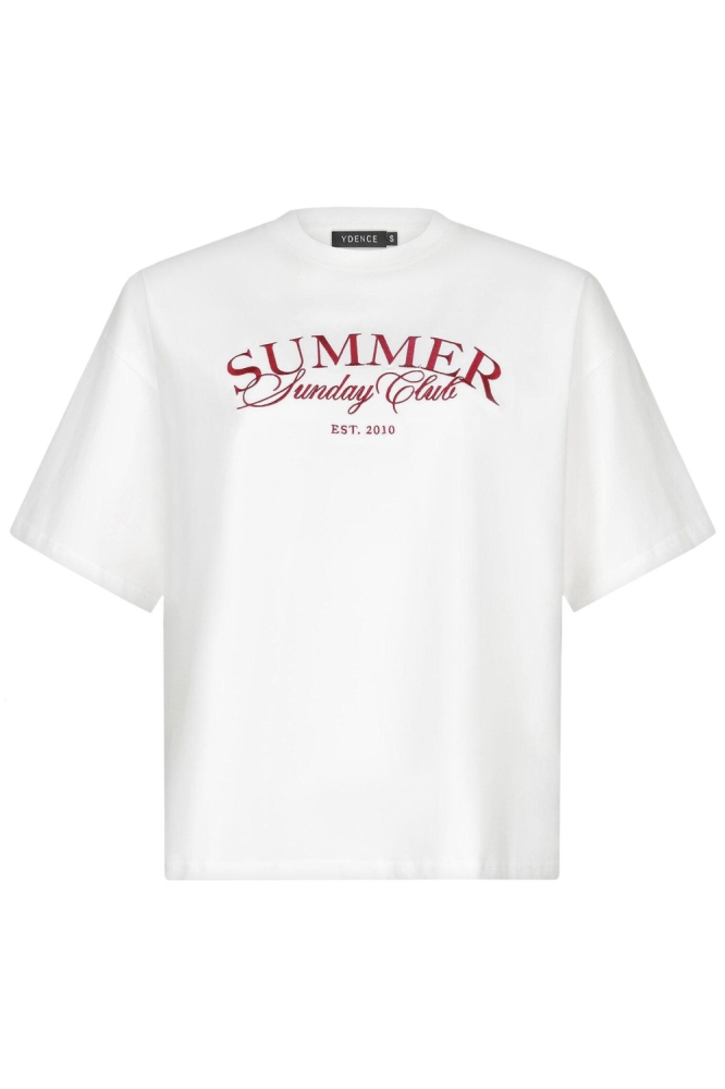 Ydence witte dames t-shirt | Vooraanzicht
