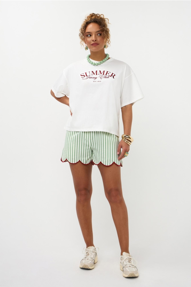 Ydence witte dames t-shirt | Model