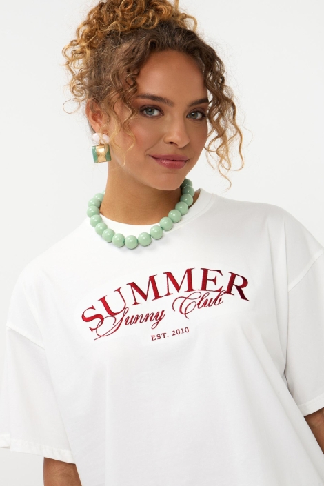 Ydence witte dames t-shirt | Close up