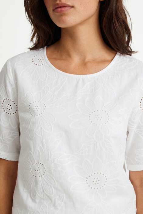 Fluresk witte dames t-shirt | Close up