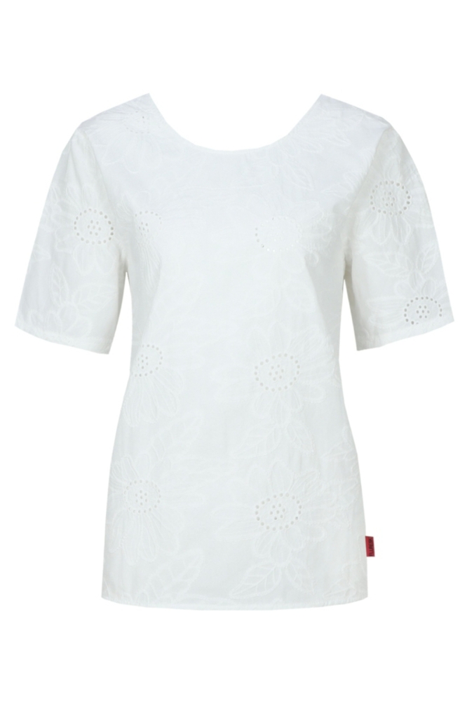 Fluresk witte dames t-shirt | Vooraanzicht