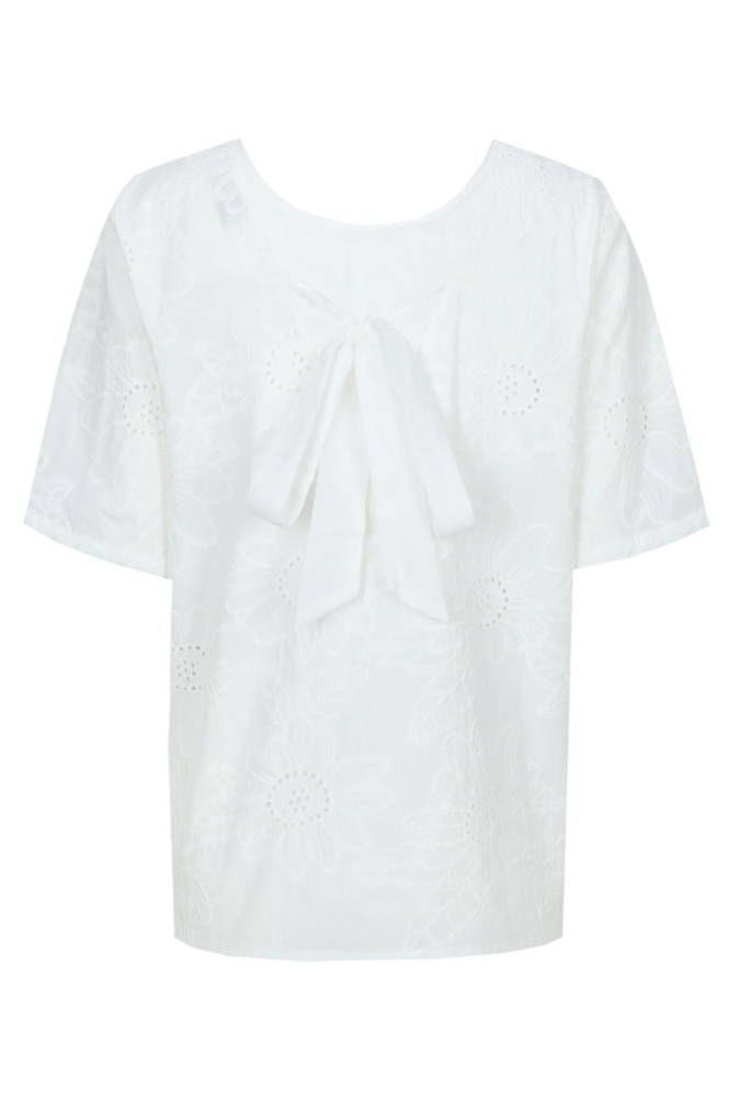 Fluresk witte dames t-shirt | Achteraanzicht