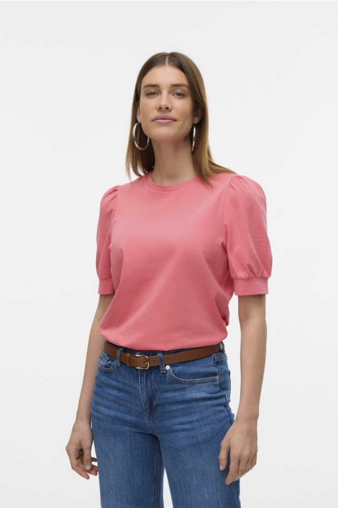 Vero Moda roze dames t-shirt | Model vooraanzicht