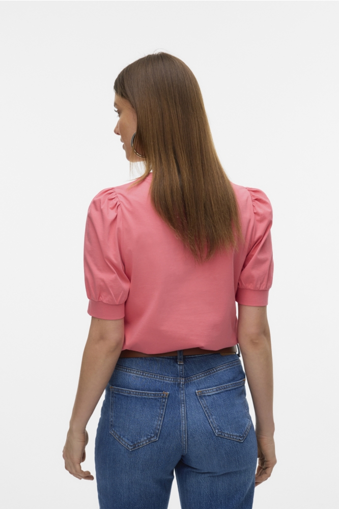 Vero Moda roze dames t-shirt | Model achteraanzicht