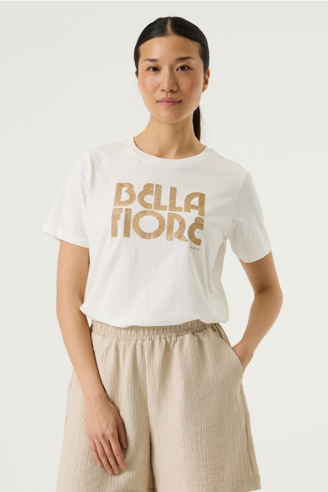 Garcia witte dames t-shirt | Model vooraanzicht