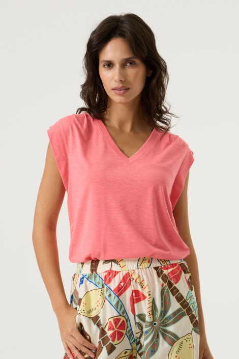 Garcia roze dames t-shirt | Model vooraanzicht