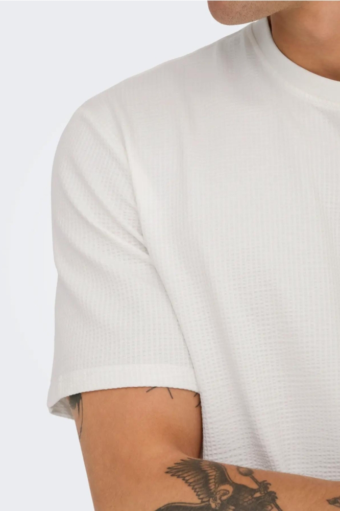 Only & Sons beige heren t-shirt | Close up