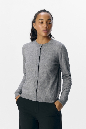 Object objthess l/s short cardigan noos Grijs