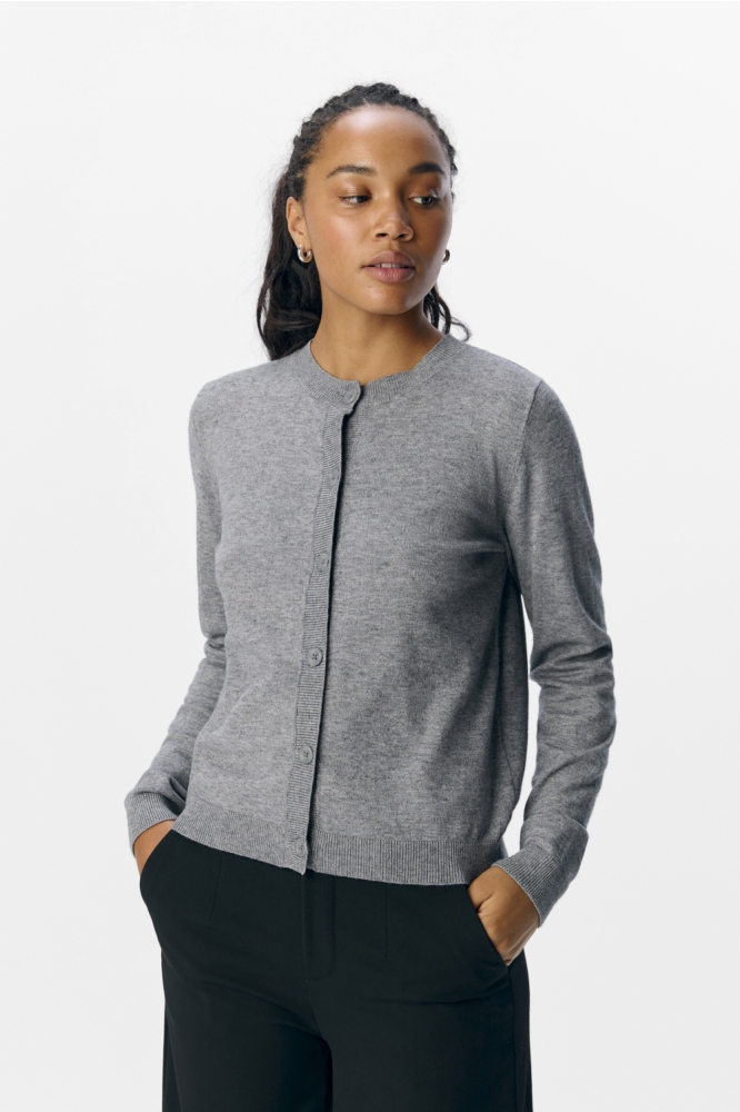 Object grijze dames vest | Model vooraanzicht