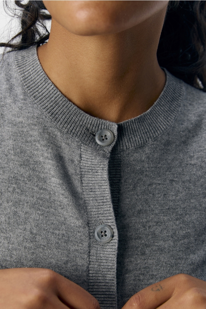 Object grijze dames vest | Close up