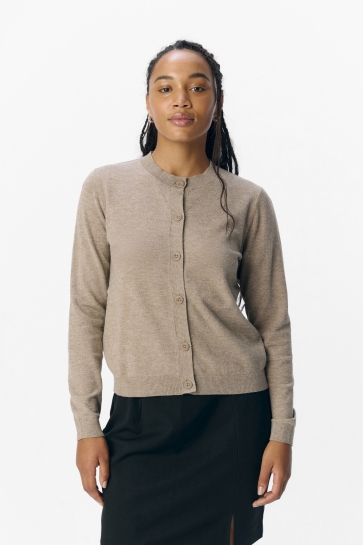 Object objthess l/s short cardigan noos Taupe
