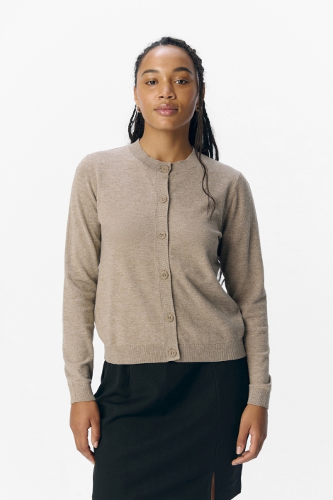 Object taupe dames vest | Model vooraanzicht