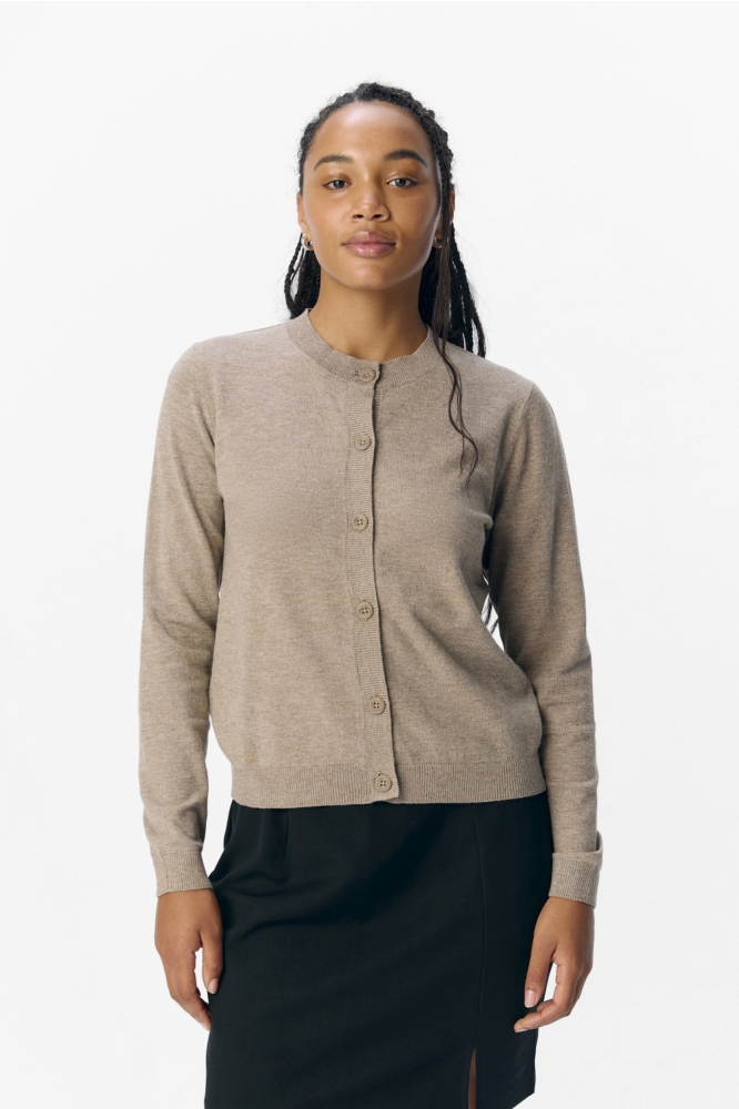 Object taupe dames vest | Model vooraanzicht