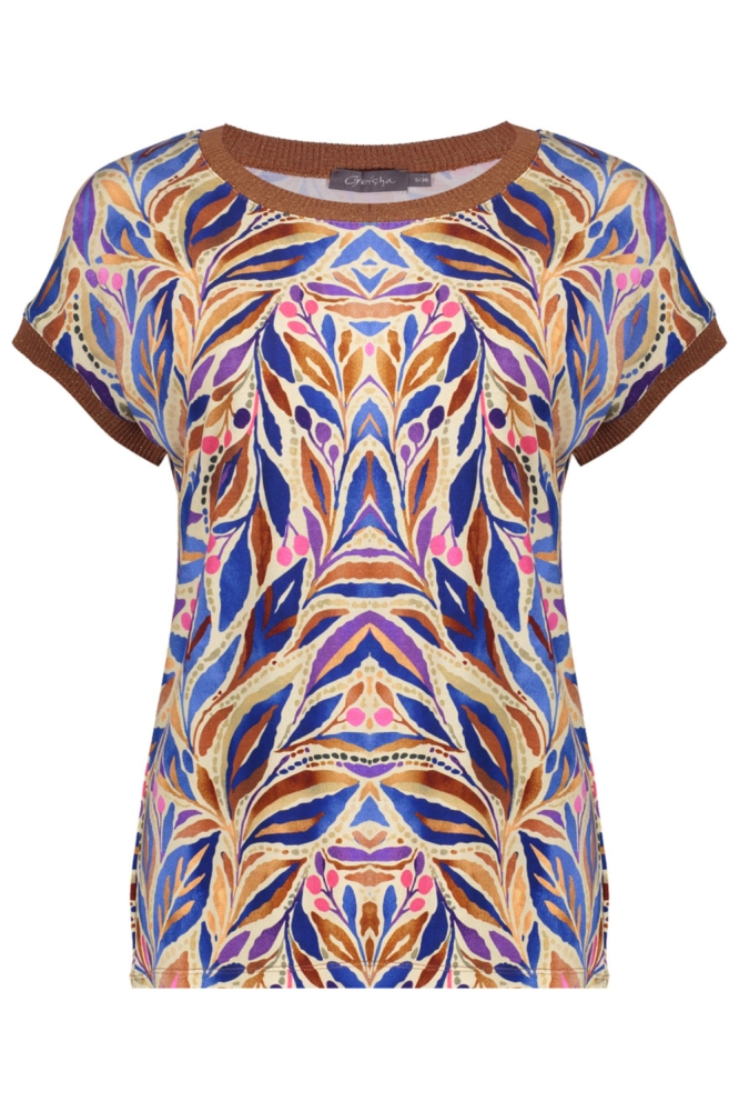 Geisha blauwe dames t-shirt | Vooraanzicht