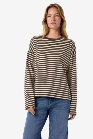 Noisy may T-shirt NMMOCCA L/S REGULAR FIT TOP JRS NOO 27034818 Chocolate Brown/BIRCH