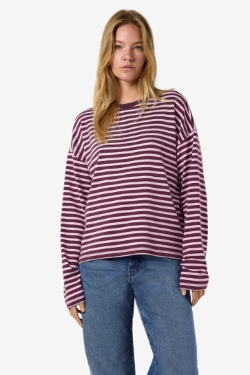 Noisy may T-shirt NMMOCCA L/S REGULAR FIT TOP JRS NOO 27034818 Winetasting/PIROUETTE