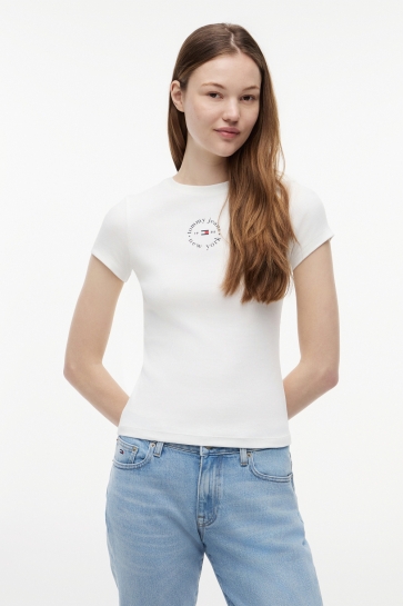 Tommy Jeans T-shirt TJW SLIM ESS LOGO2 RI DW0DW22807 YBL ECRU