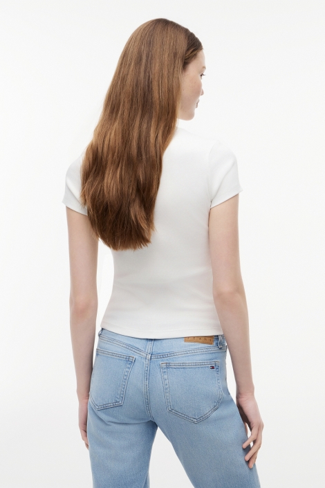 Tommy Jeans witte dames t-shirt | Model achteraanzicht