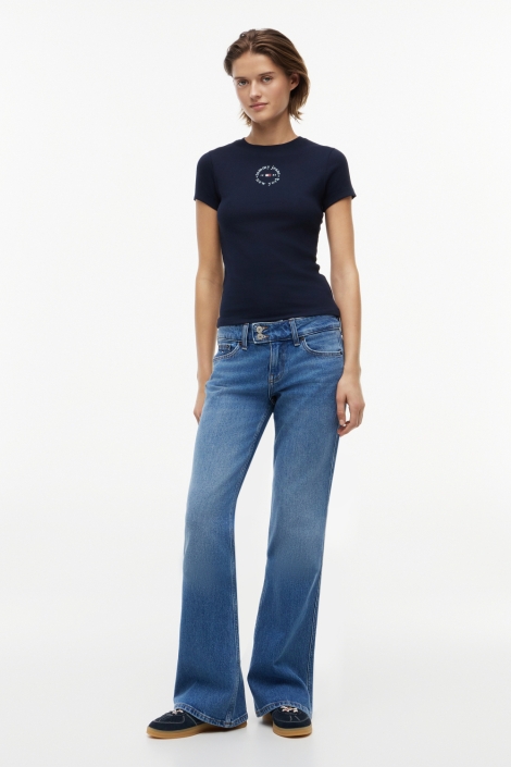 Tommy Jeans blauwe dames t-shirt | Model