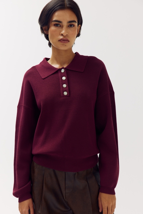 Harper & Yve rode dames trui | Model vooraanzicht