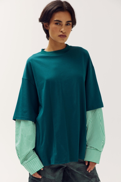 Harper & Yve groene dames t-shirt | Model vooraanzicht