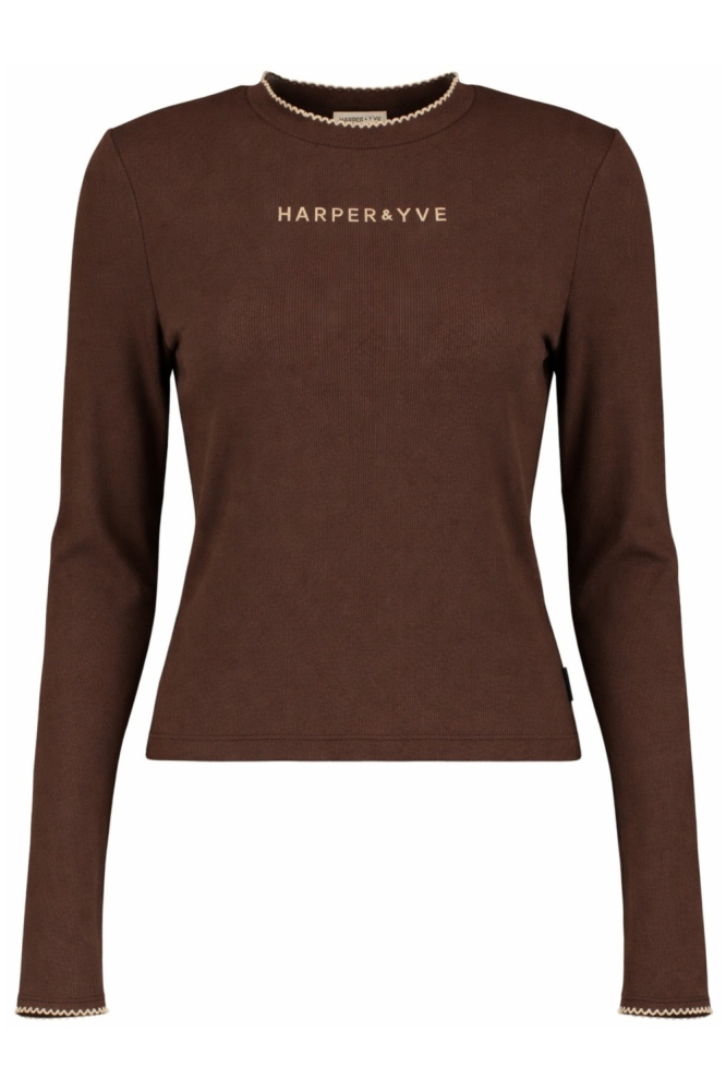 Harper & Yve bruine dames t-shirt | Vooraanzicht