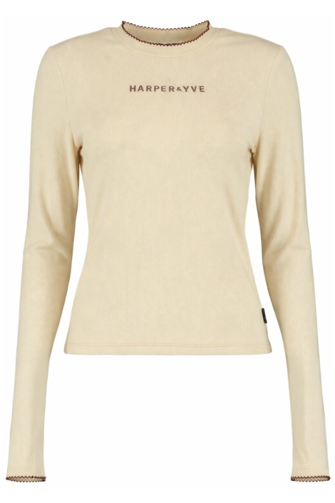 Harper & Yve ecru dames t-shirt | Vooraanzicht