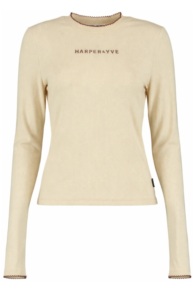 Harper & Yve ecru dames t-shirt | Vooraanzicht