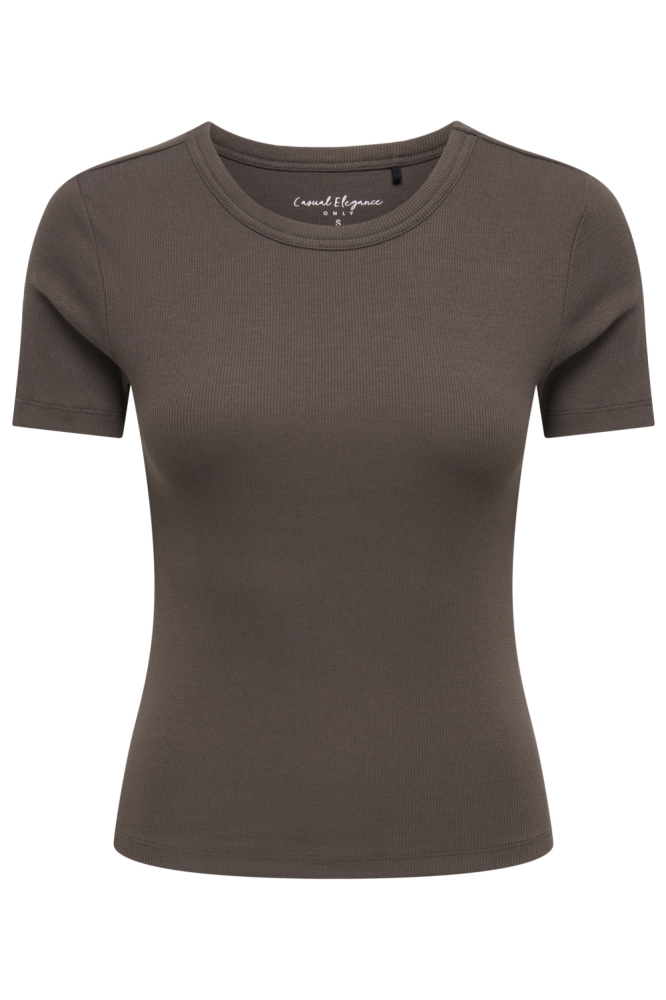 Only bruine dames t-shirt | Vooraanzicht