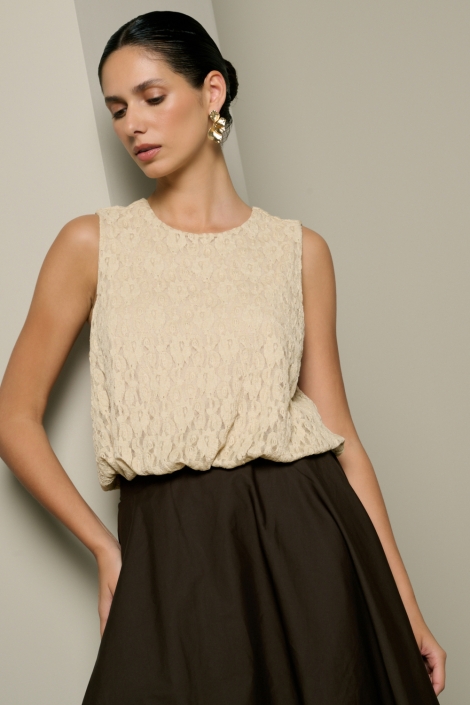 LolaLiza beige dames top | Model vooraanzicht
