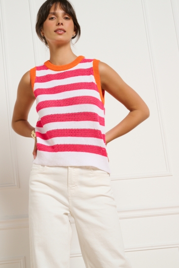 LolaLiza Top T DEBSTRI 02200583 FUCHOIA/WHITE/OR