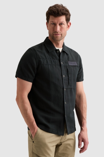 PME legend short sleeve shirt cotton/linen ga Blauw