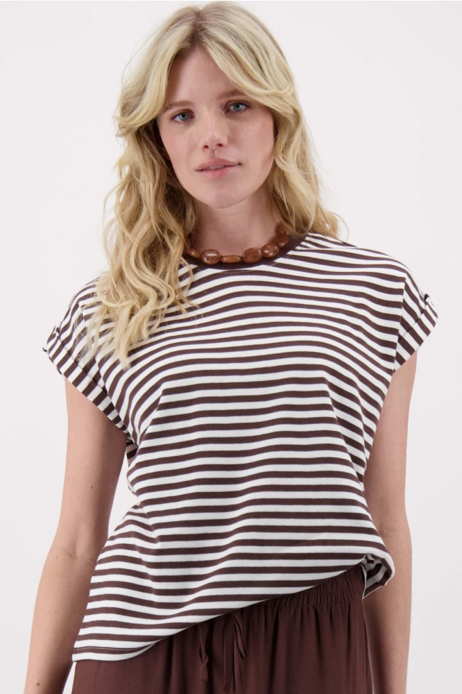 Zusss bruine dames t-shirt | Model vooraanzicht