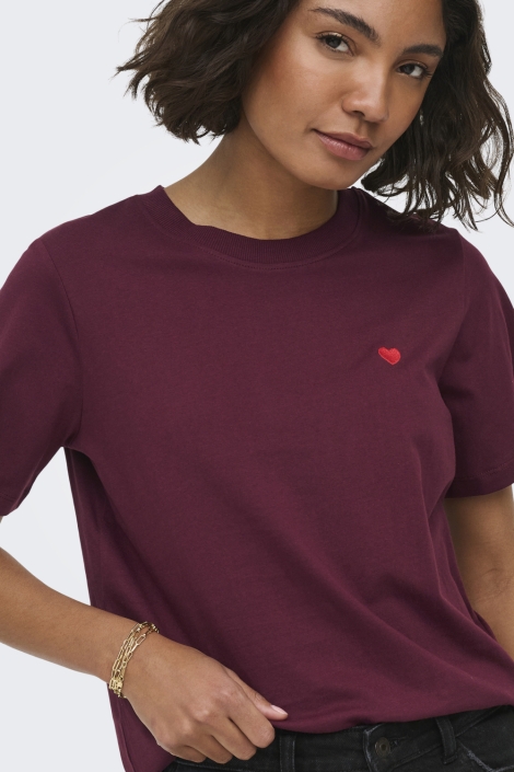 Jacqueline de Yong bordeaux dames t-shirt | Close up