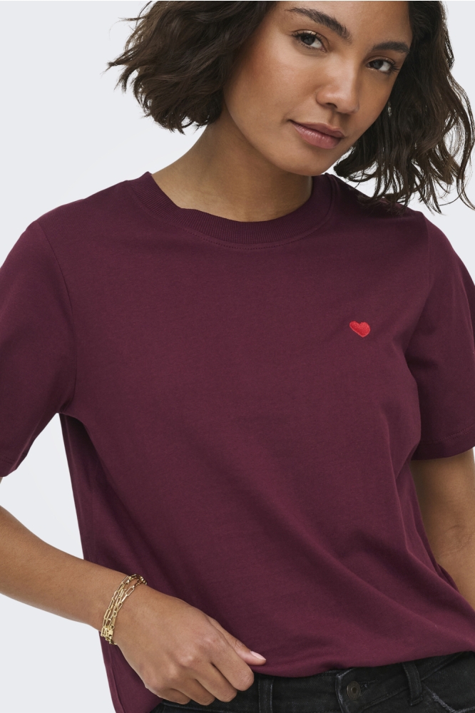 Jacqueline de Yong bordeaux dames t-shirt | Close up
