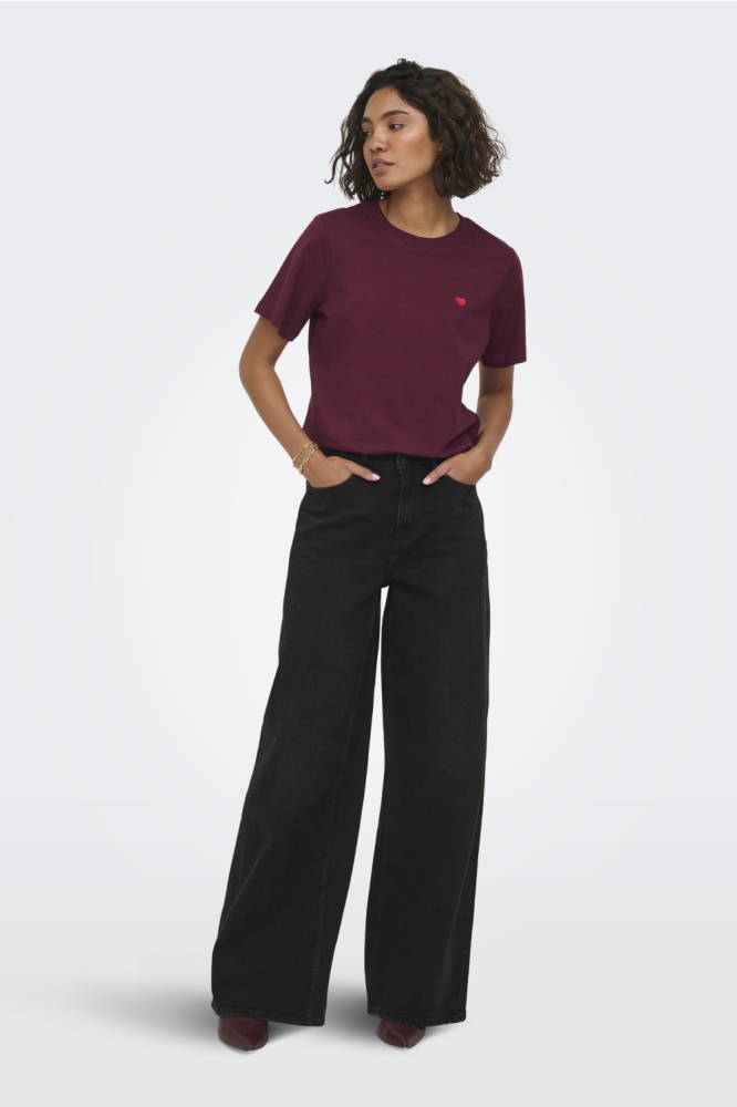 Jacqueline de Yong bordeaux dames t-shirt | Model