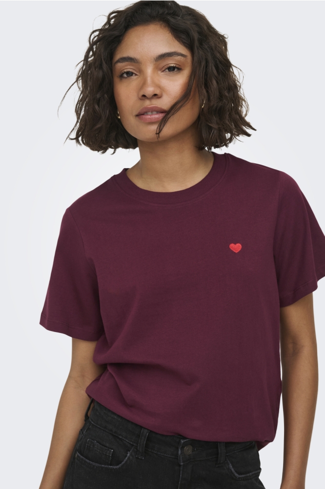 Jacqueline de Yong bordeaux dames t-shirt | Close up