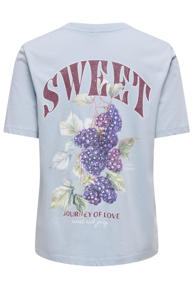 Only blauwe dames t-shirt | Achteraanzicht