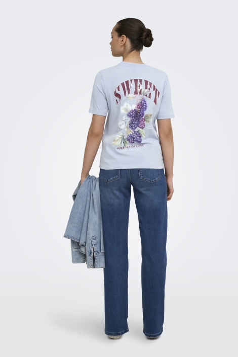 Only blauwe dames t-shirt | Model