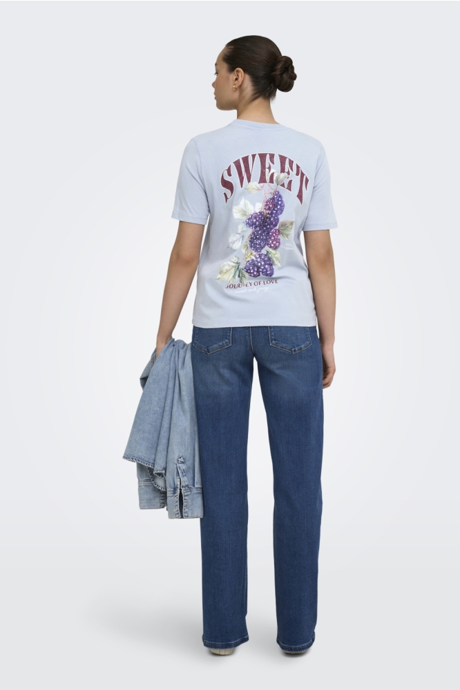 Only blauwe dames t-shirt | Model