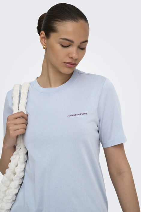 Only blauwe dames t-shirt | Close up