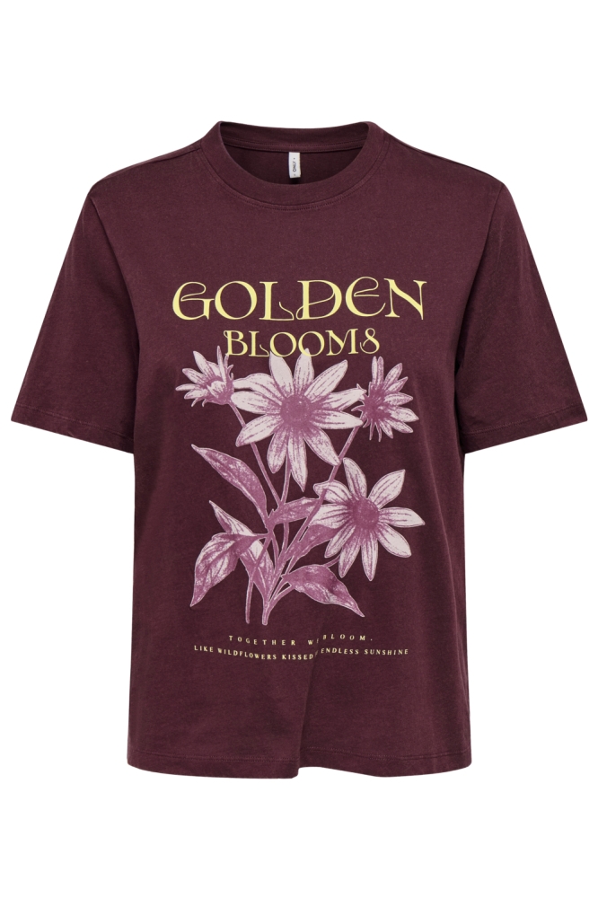 Only bordeaux dames t-shirt | Vooraanzicht