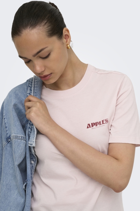 Only roze dames t-shirt | Model vooraanzicht