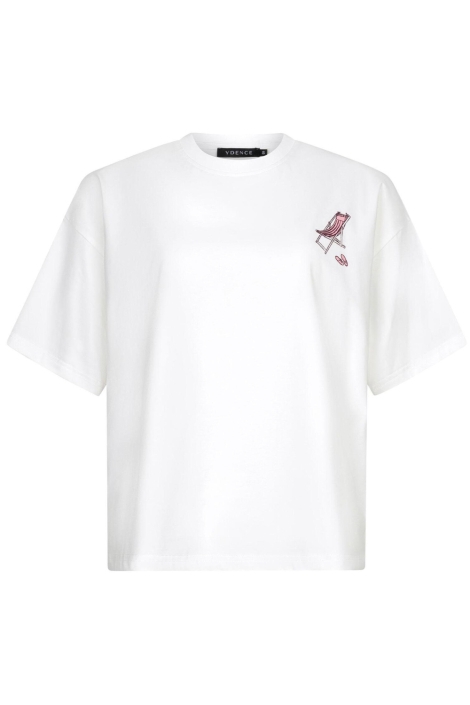 Ydence witte dames t-shirt | Vooraanzicht