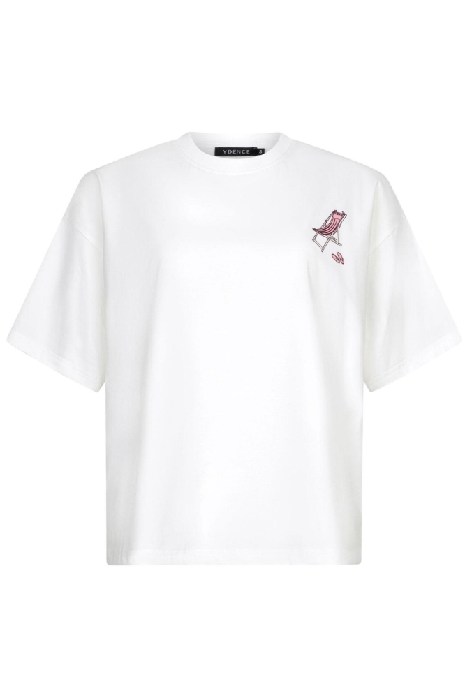 Ydence witte dames t-shirt | Vooraanzicht