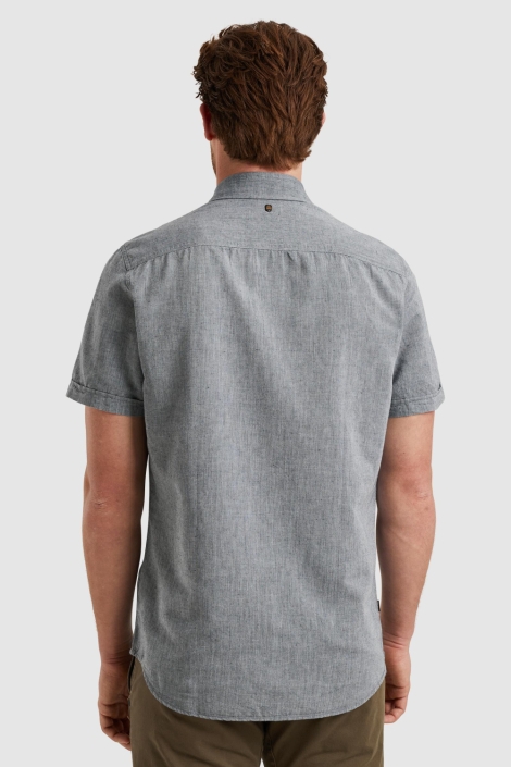 PME legend blauwe heren overhemd | Model achteraanzicht