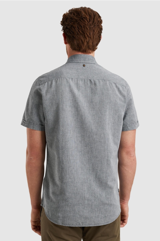 PME legend blauwe heren overhemd | Model achteraanzicht
