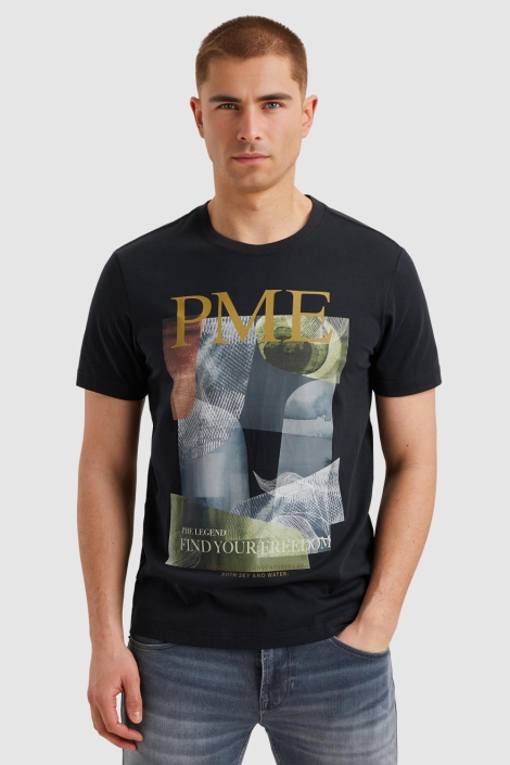 PME legend blauwe heren t-shirt | Model vooraanzicht